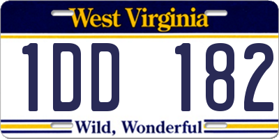 WV license plate 1DD182