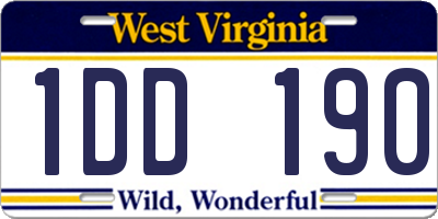 WV license plate 1DD190