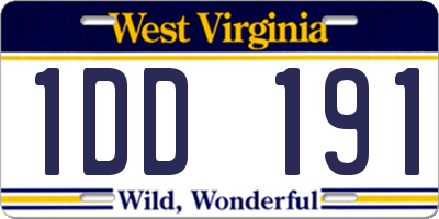 WV license plate 1DD191