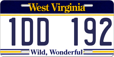 WV license plate 1DD192