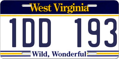 WV license plate 1DD193
