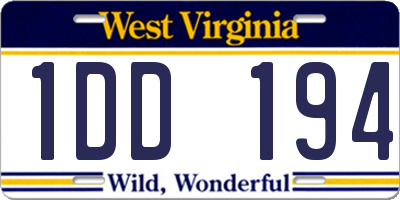 WV license plate 1DD194