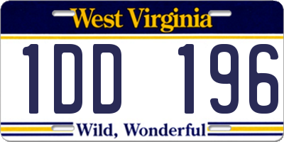WV license plate 1DD196