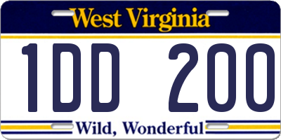 WV license plate 1DD200