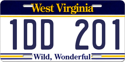 WV license plate 1DD201