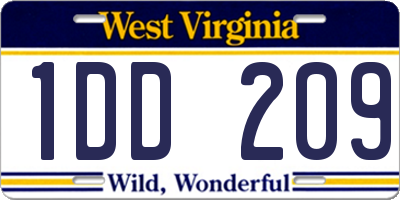 WV license plate 1DD209