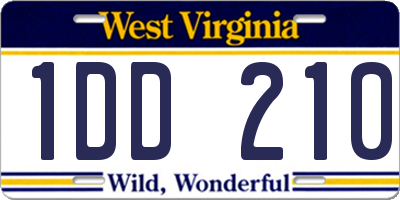 WV license plate 1DD210