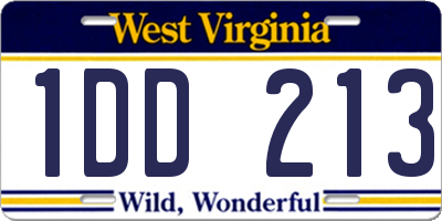 WV license plate 1DD213
