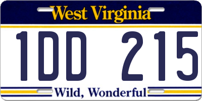 WV license plate 1DD215