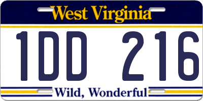 WV license plate 1DD216