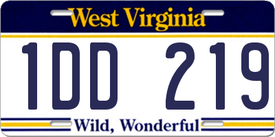WV license plate 1DD219