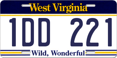 WV license plate 1DD221