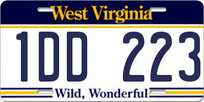 WV license plate 1DD223