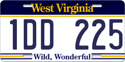 WV license plate 1DD225