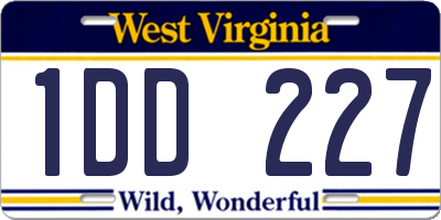 WV license plate 1DD227