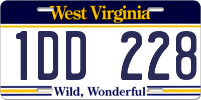 WV license plate 1DD228