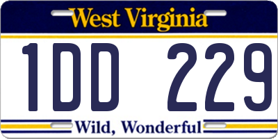 WV license plate 1DD229