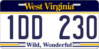WV license plate 1DD230