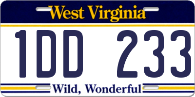 WV license plate 1DD233