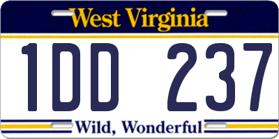 WV license plate 1DD237
