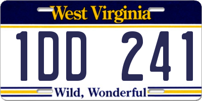 WV license plate 1DD241