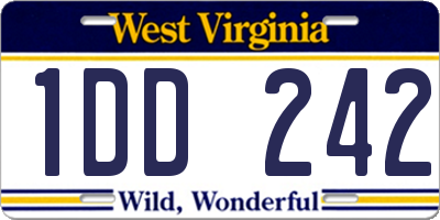WV license plate 1DD242