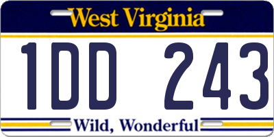 WV license plate 1DD243
