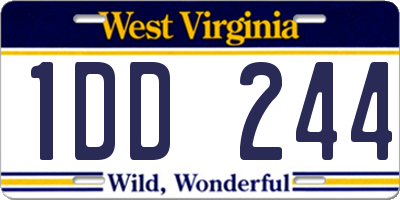 WV license plate 1DD244