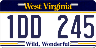 WV license plate 1DD245