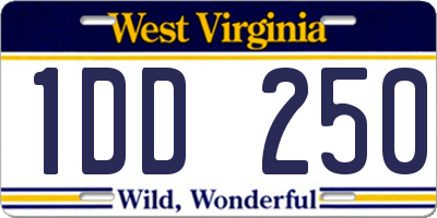 WV license plate 1DD250