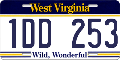 WV license plate 1DD253