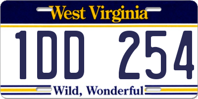 WV license plate 1DD254