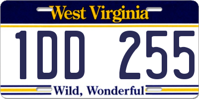 WV license plate 1DD255