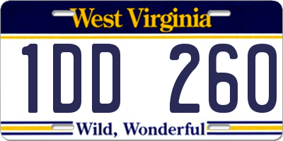WV license plate 1DD260