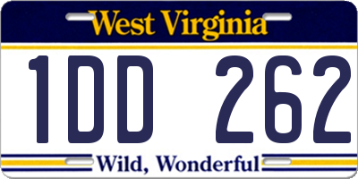 WV license plate 1DD262