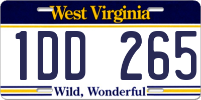 WV license plate 1DD265