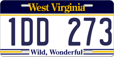 WV license plate 1DD273