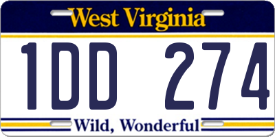 WV license plate 1DD274