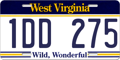 WV license plate 1DD275