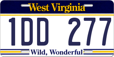 WV license plate 1DD277