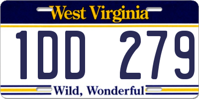 WV license plate 1DD279