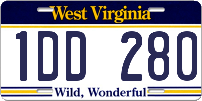 WV license plate 1DD280