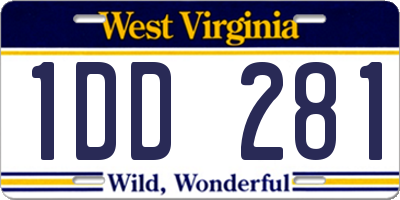 WV license plate 1DD281