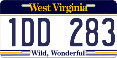 WV license plate 1DD283