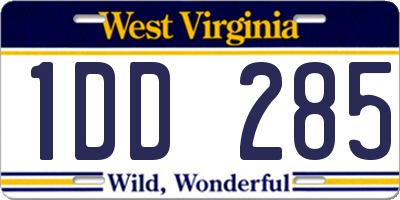 WV license plate 1DD285