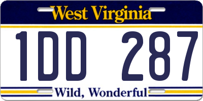 WV license plate 1DD287