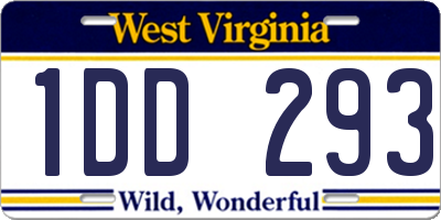 WV license plate 1DD293