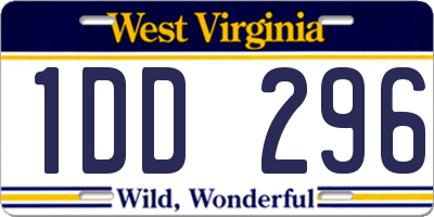 WV license plate 1DD296