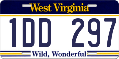 WV license plate 1DD297