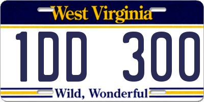 WV license plate 1DD300